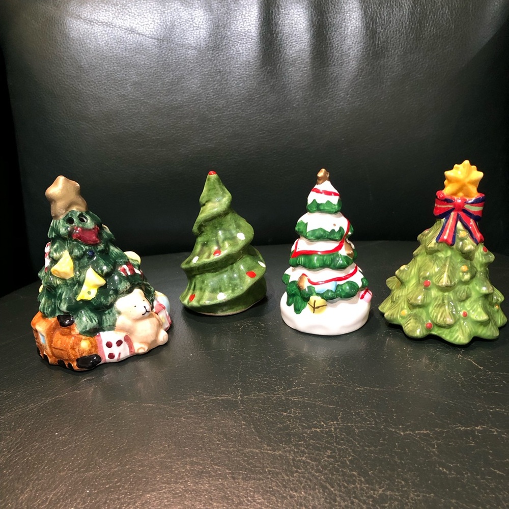 Lot of Vintage Christmas Tree Salt And Pepper Shakers